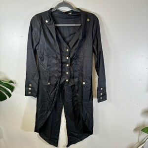 Custom steam punk jacket blazer black military coat tails small burning man